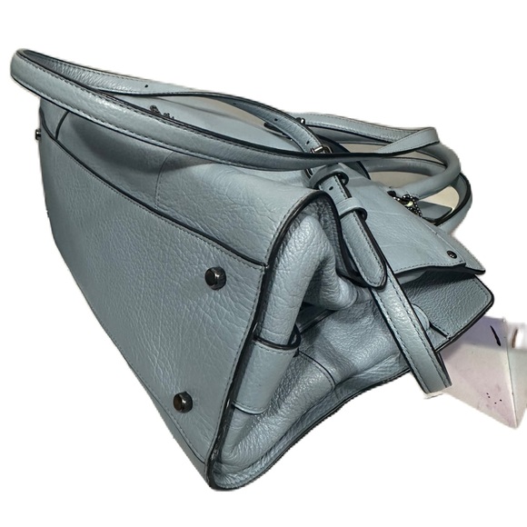 Excellent Coach 37779 Mercer24” Leather Satchel Crossbody Blue Retail not Outlet - Picture 6 of 11